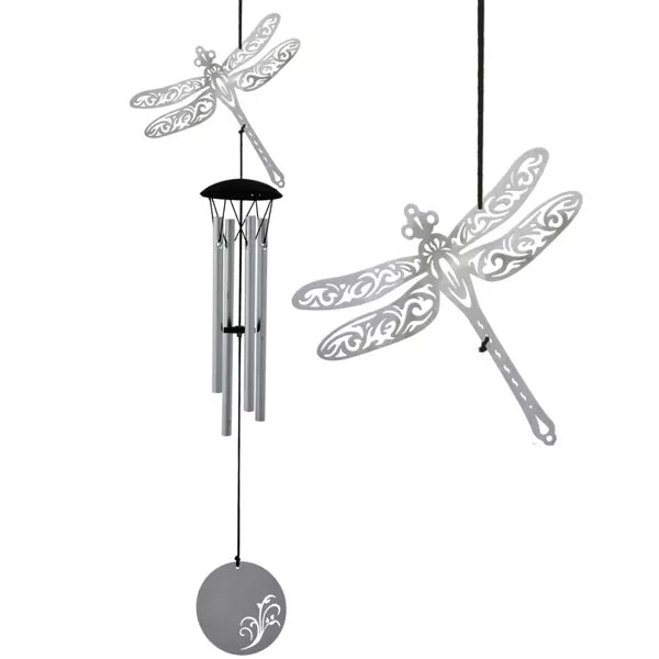 Woodstock Flourish Chime Dragonfly Silver Wind Chime 18"