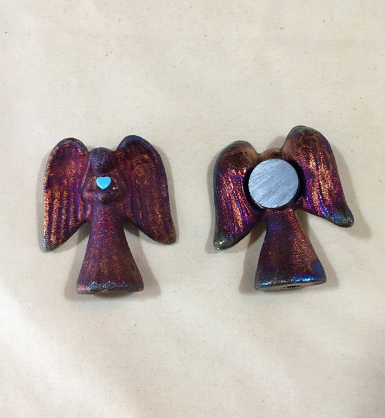Raku Angels Mini Figurine Glazed Raku Pottery 2"