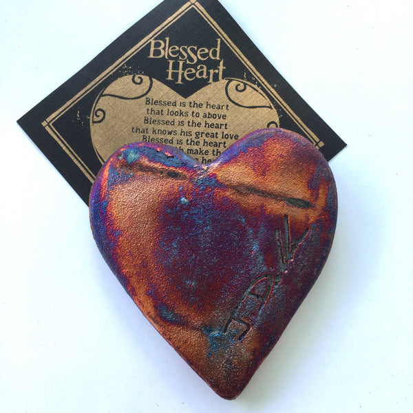 Raku Crescent Moon Blessed Heart Glazed  3"