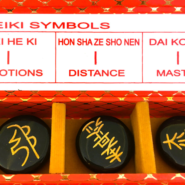 Reiki Symbols Set Black Agate with case