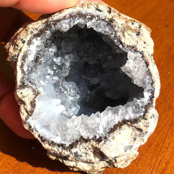 Fluorescent Trancas Geode with Quartz Crystals