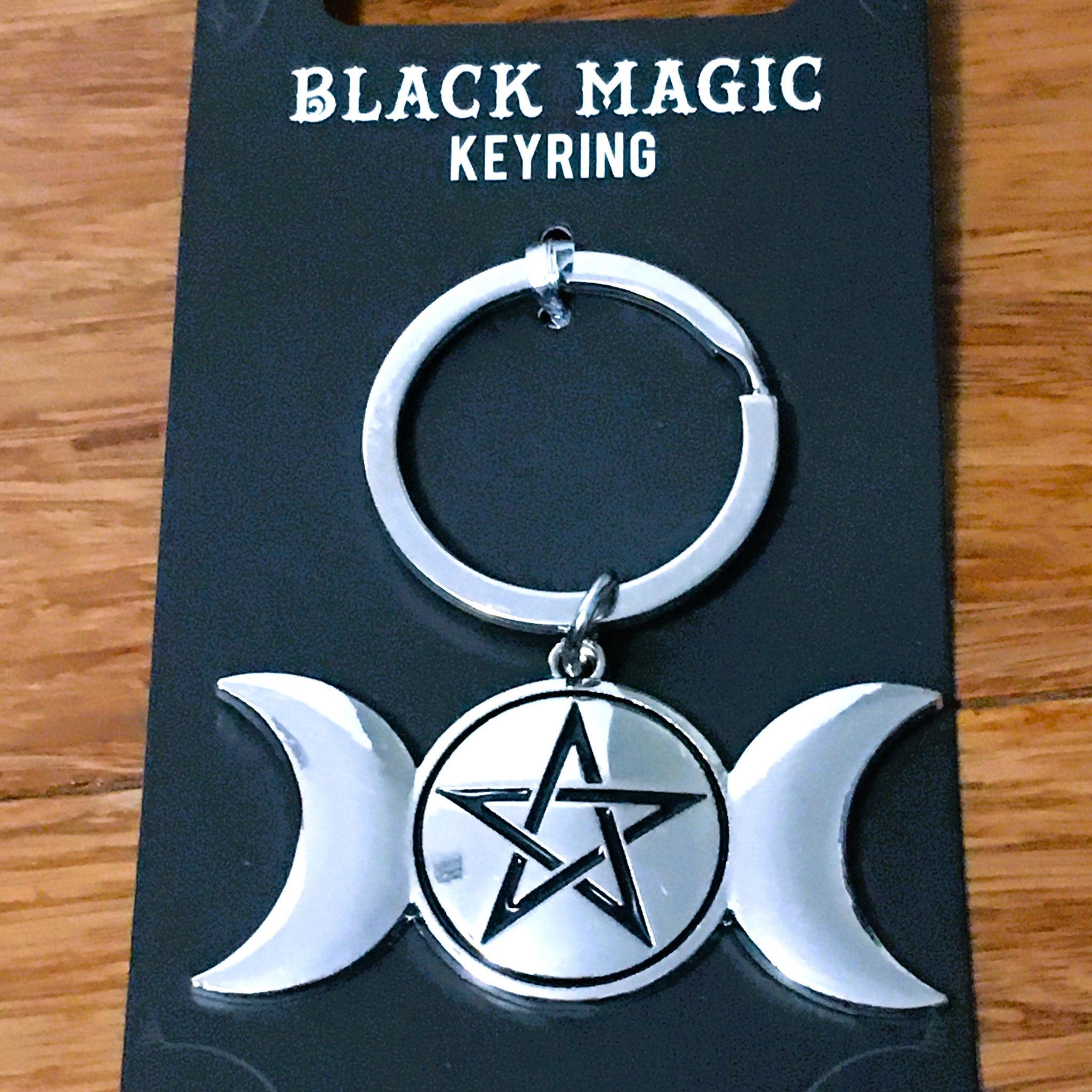 Black Magic Keyring triple Moon Keychain