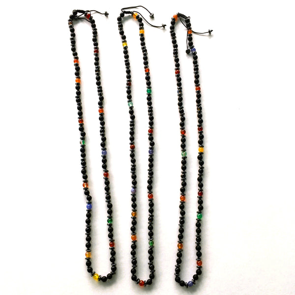 Seven Chakra multicolor gemstone bead necklace