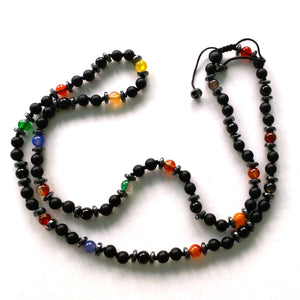 Seven Chakra multicolor gemstone bead necklace