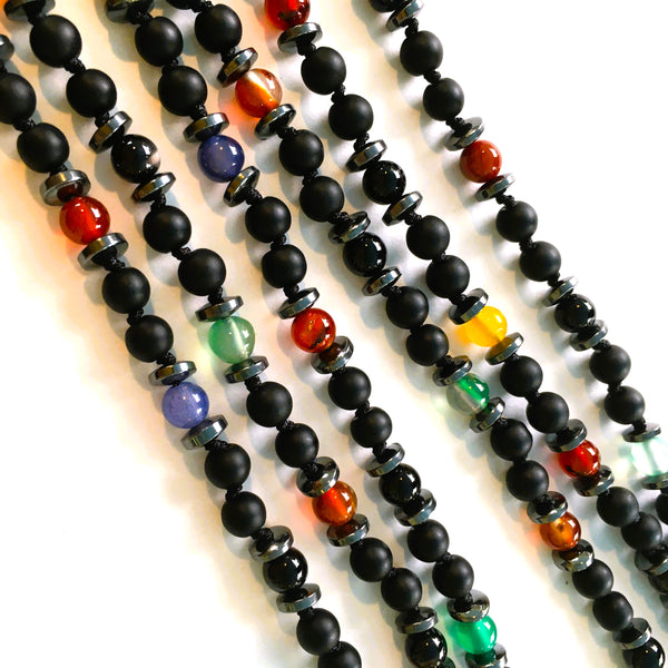 Seven Chakra multicolor gemstone bead necklace