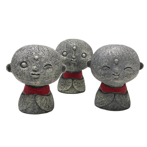 Mini Jizo Monks with Red Bibs Figurines Set of 3 Summit Collection