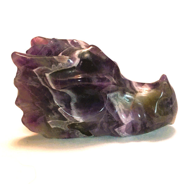 Amethyst Hand Carved Crystal Dragon Head Skull Sculpture