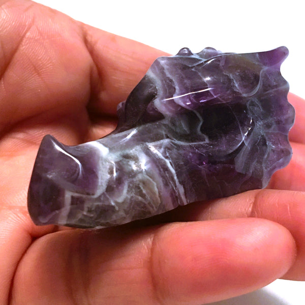 Amethyst Hand Carved Crystal Dragon Head Skull Sculpture