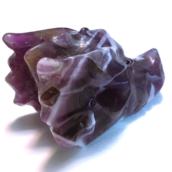 Amethyst Hand Carved Crystal Dragon Head Skull Sculpture