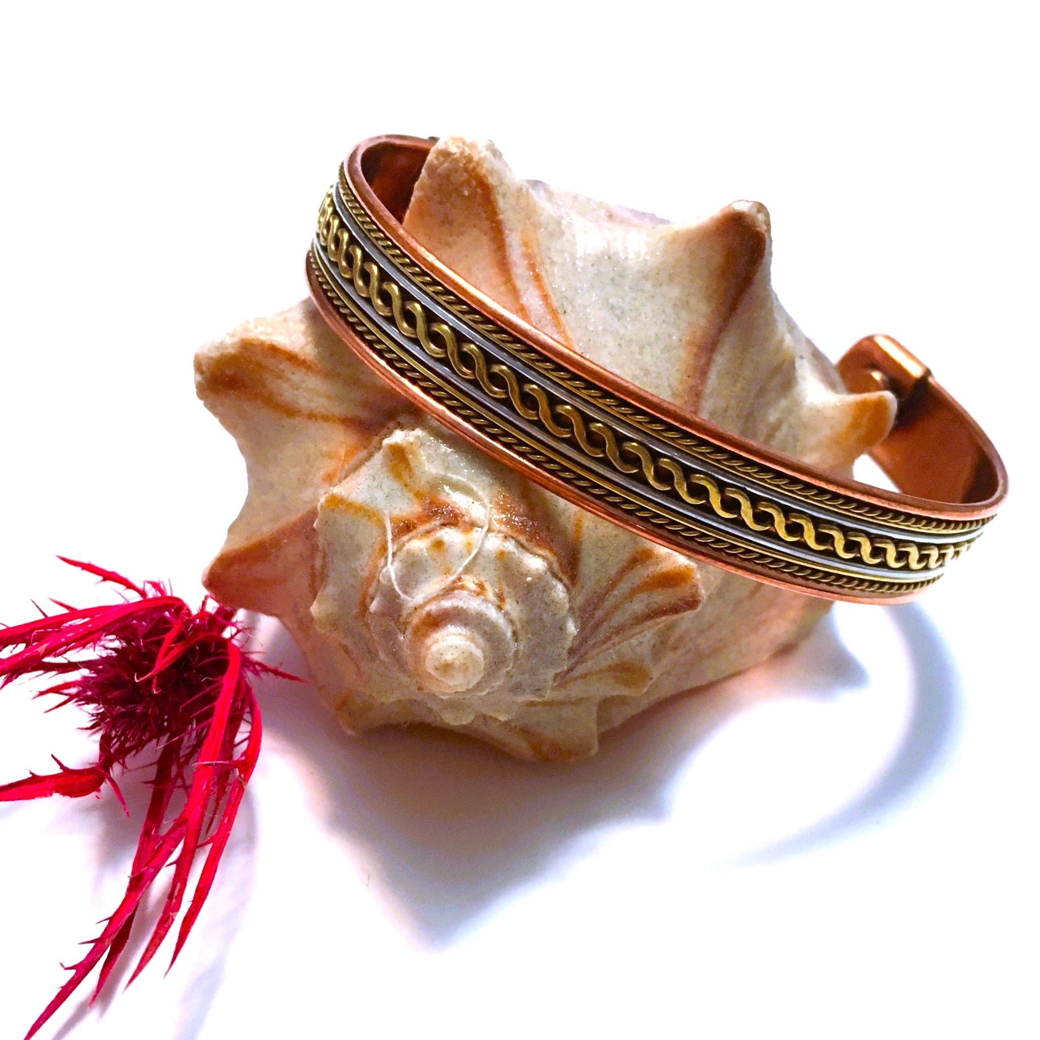 Copper Magnetic Bracelet Twisted detail adjustable Unisex