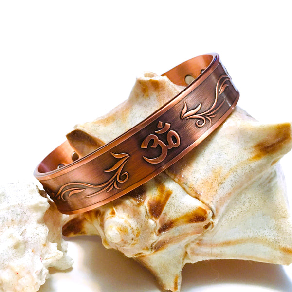 Copper Magnetic Bracelet with Om Symbol adjustable Unisex