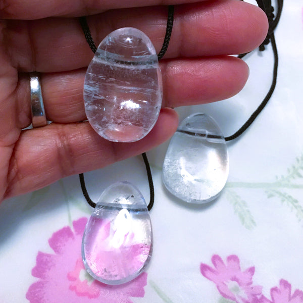 Clear Quartz Stone Crystal Pendant tumble necklace