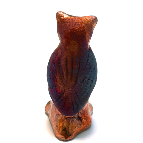 Raku Owl Wisdom Spirit Friends Mini Figurine Glazed Raku Pottery 2"
