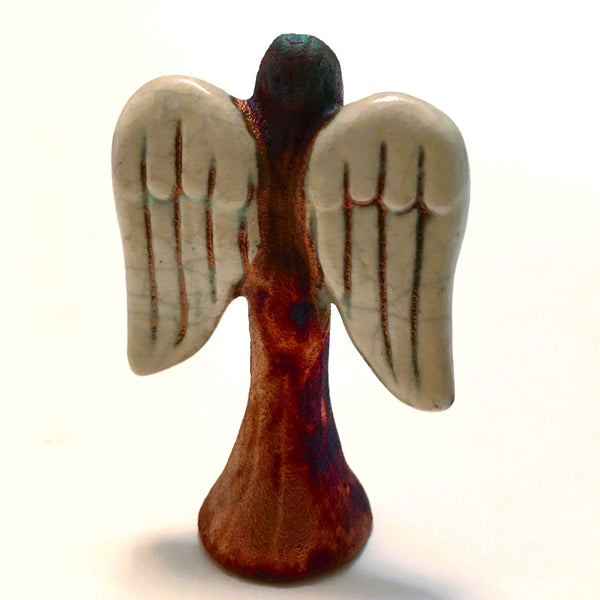 Raku Angel Protection Spirit Friends Mini Figurine Glazed Raku Pottery