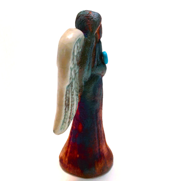 Raku Angel Protection Spirit Friends Mini Figurine Glazed Raku Pottery