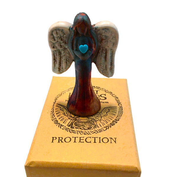 Raku Angel Protection Spirit Friends Mini Figurine Glazed Raku Pottery