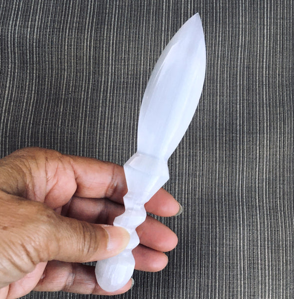 Selenite Dagger Knife Point Crystal Polish