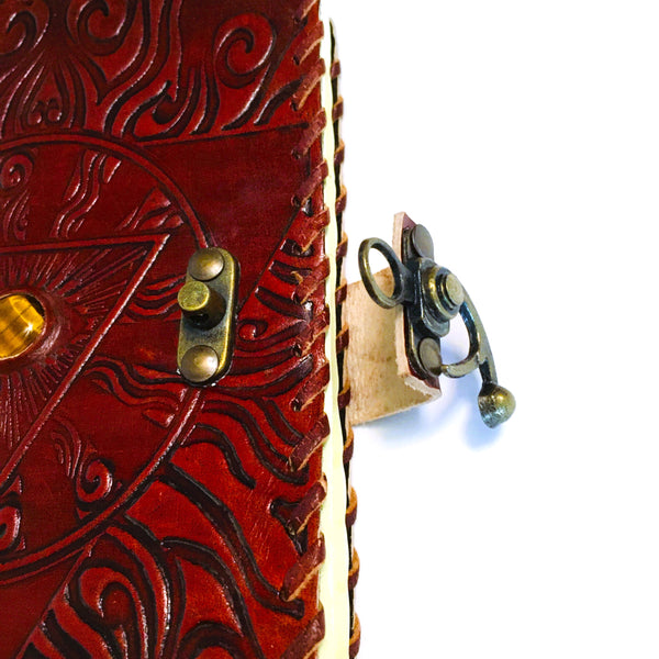 Eye of Providence tooled Leather Journal with recycled paper Notebook