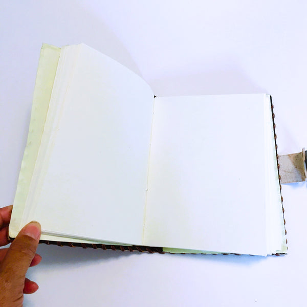 Eye of Providence tooled Leather Journal with recycled paper Notebook