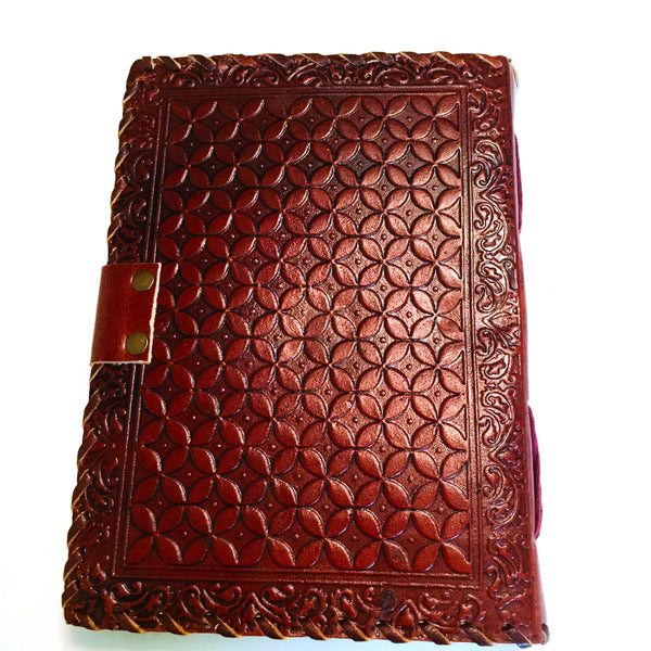 Eye of Providence tooled Leather Journal with recycled paper Notebook