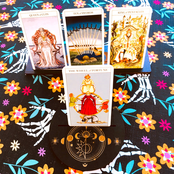 Tarot Card Holder Stand Wood Moon Phase Design