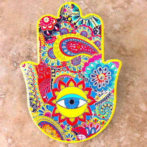 Hamsa with eye multicolor Ceramic Wall Plaque Décor