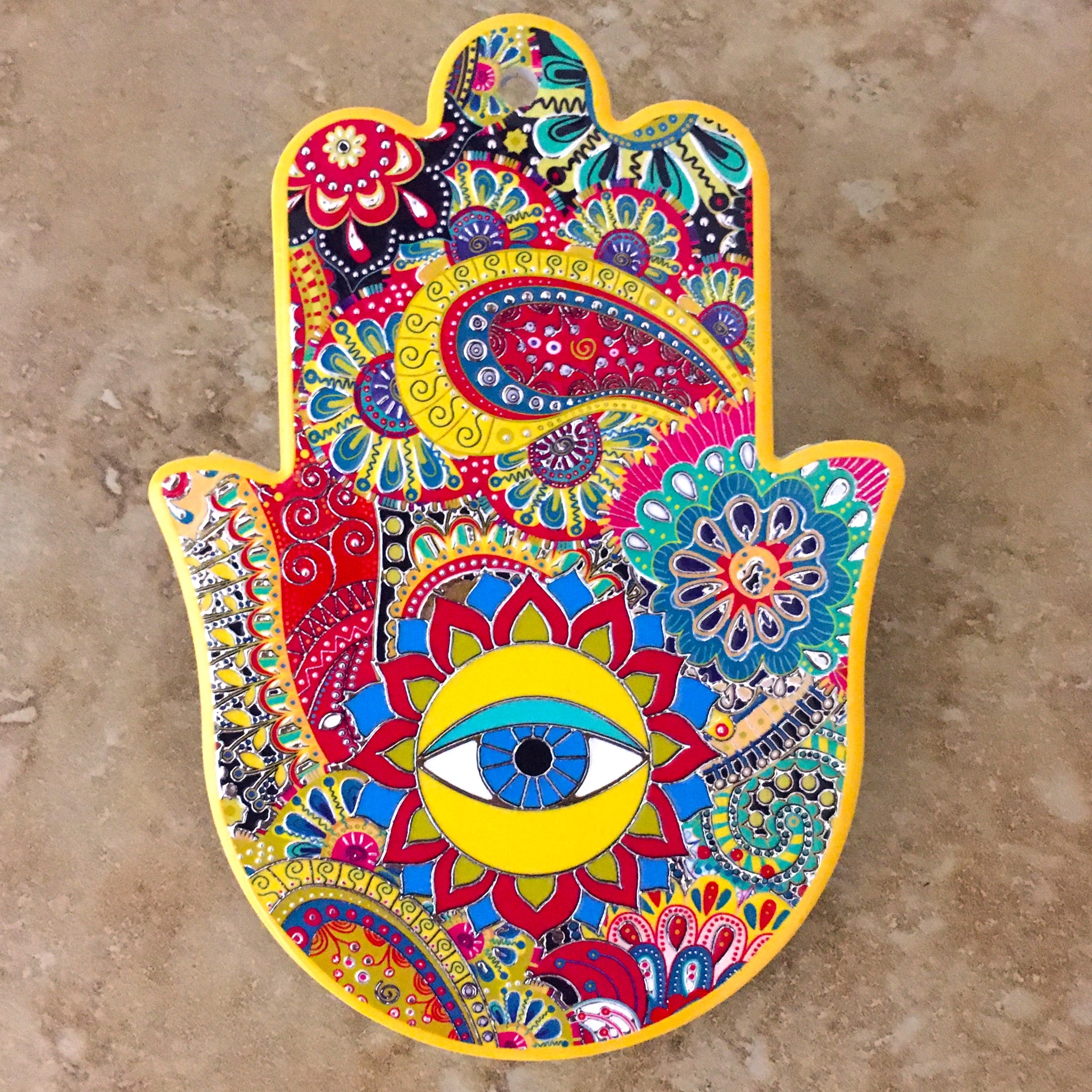 Hamsa with eye multicolor Ceramic Wall Plaque Décor