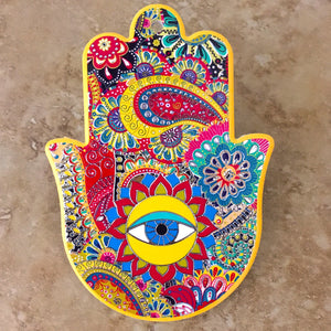 Hamsa with eye multicolor Ceramic Wall Plaque Décor
