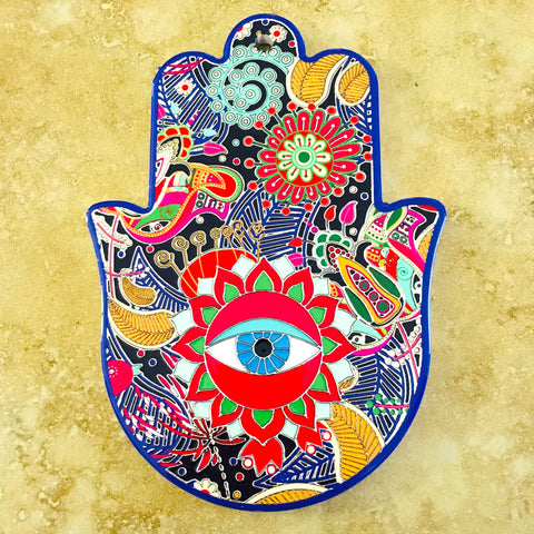 Hamsa with eye multicolor Ceramic Wall Plaque Décor