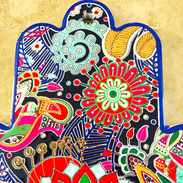 Hamsa with eye multicolor Ceramic Wall Plaque Décor