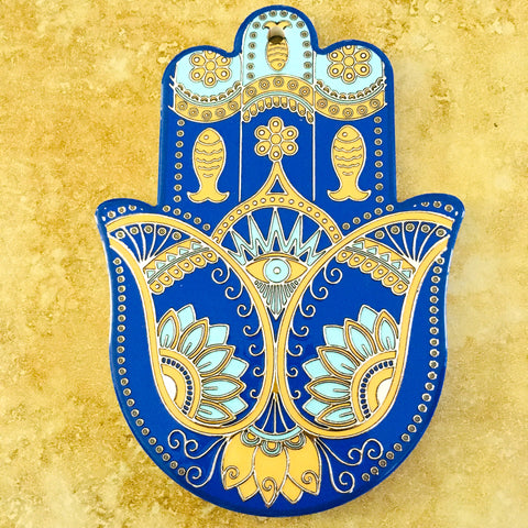 Hamsa with eye multicolor Ceramic Wall Plaque Décor