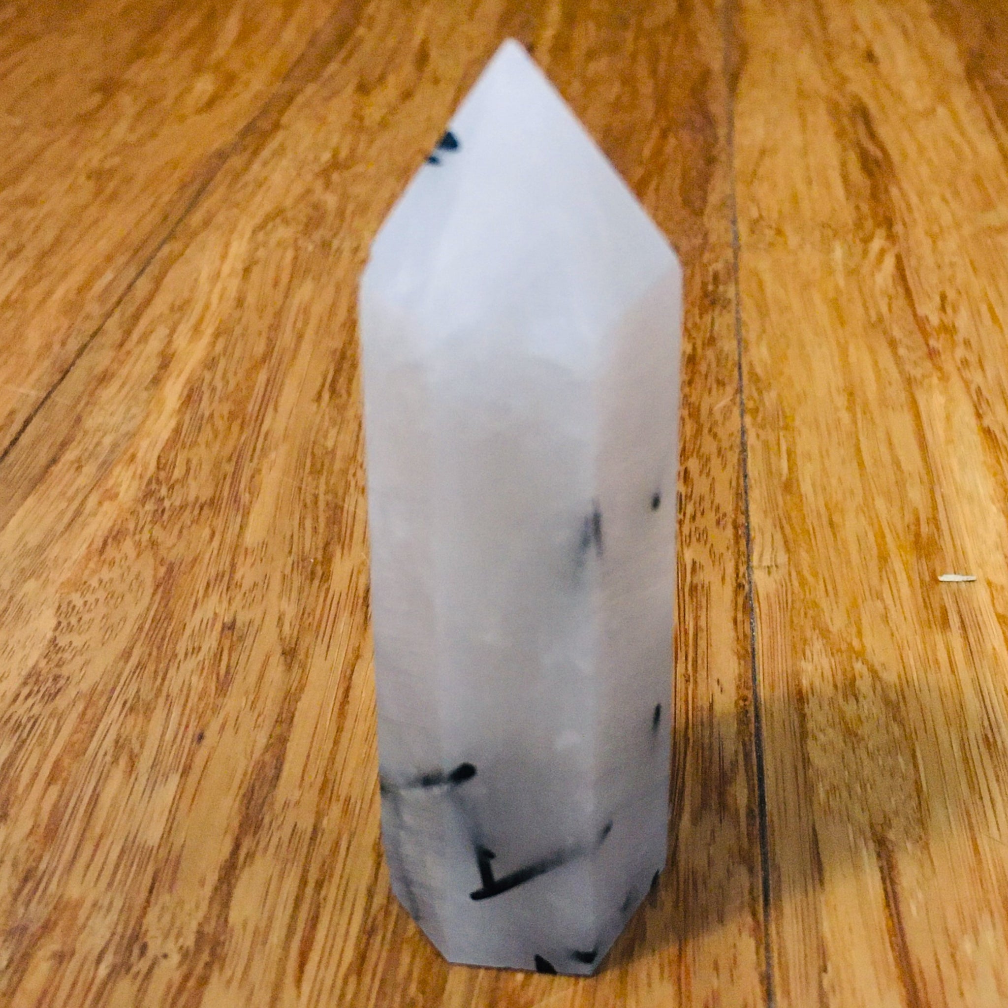 Tourmalinated Quartz hexagonal obelisk