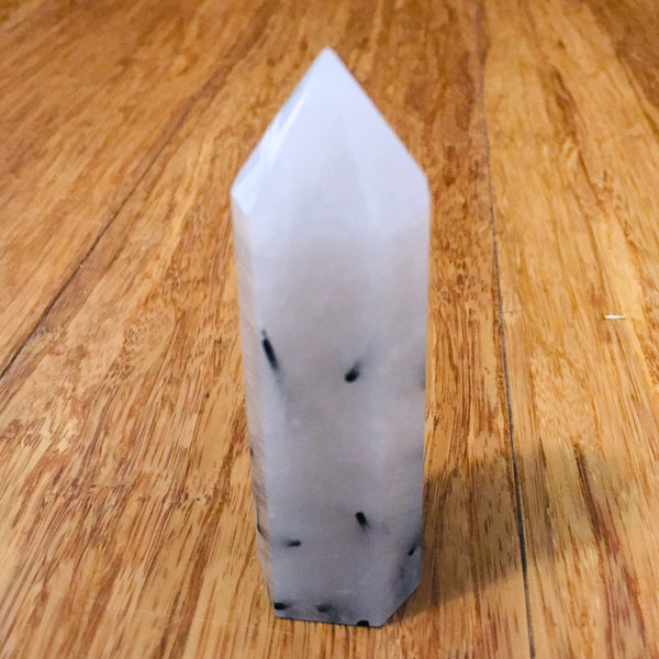 Tourmalinated Quartz hexagonal obelisk