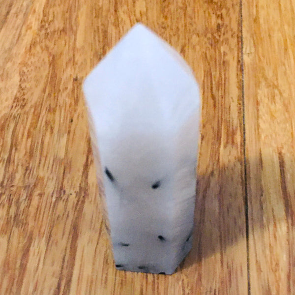 Tourmalinated Quartz hexagonal obelisk