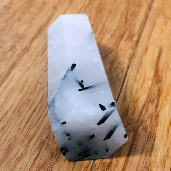 Tourmalinated Quartz hexagonal obelisk