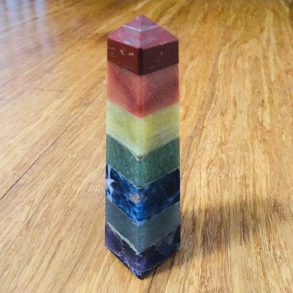 7 Chakra Point Crystal obelisk