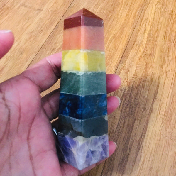 7 Chakra Point Crystal obelisk
