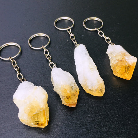 Citrine Crystal Point Raw Keychain