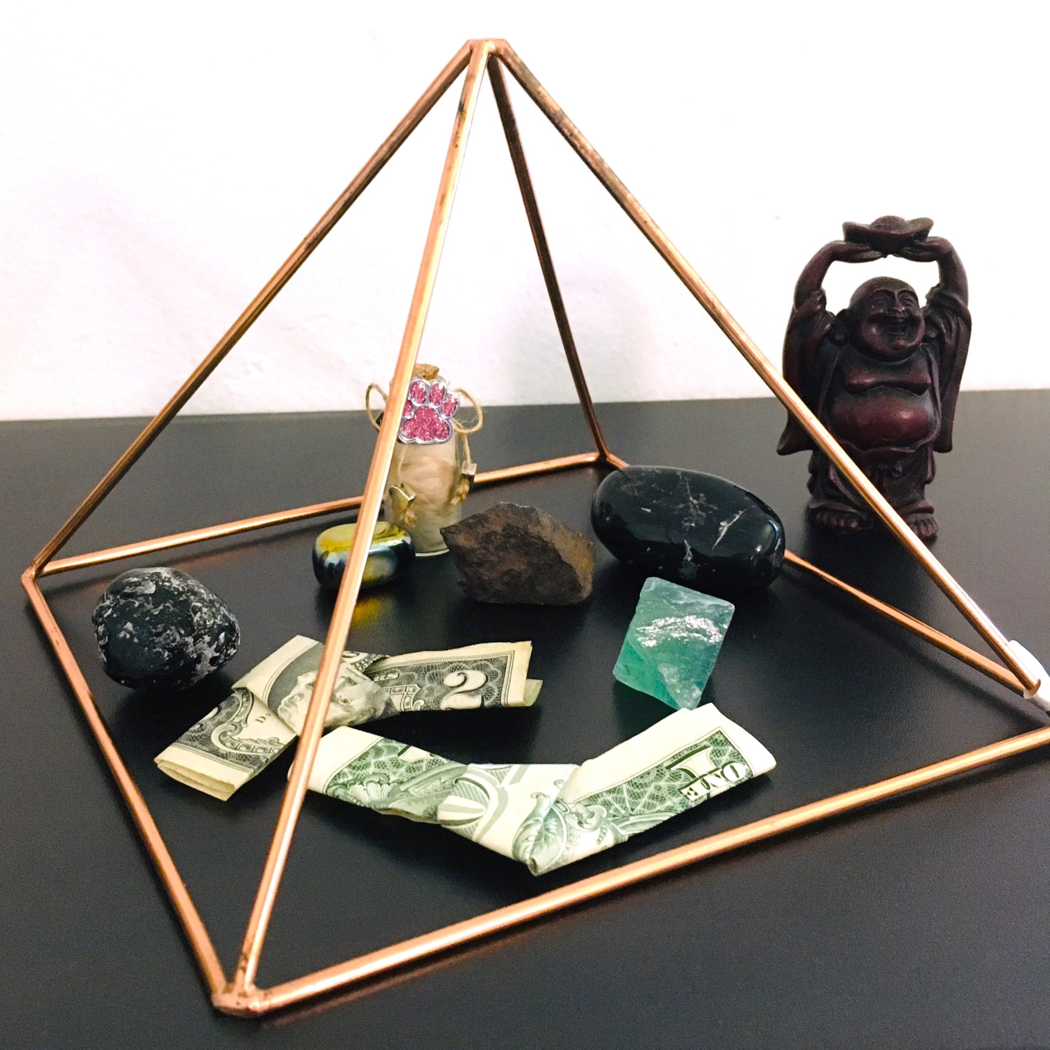 Copper Pyramid Crystal Charging Decoration
