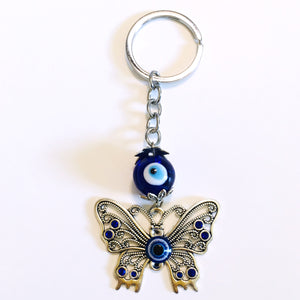 Evil Eye Butterfly Keychain Protection Amulet Key Holder