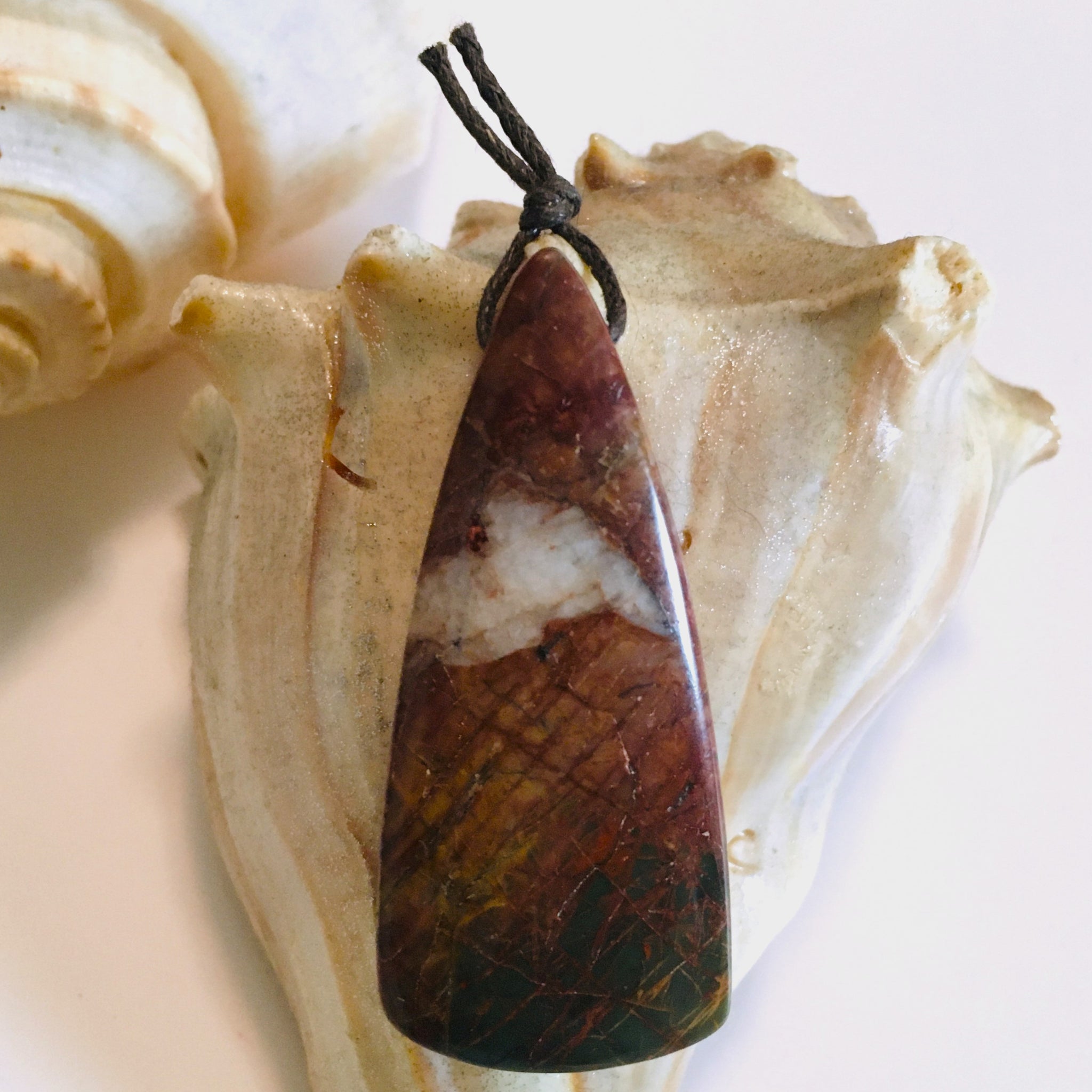Natural Red Creek Jasper Pendant Long Triangle