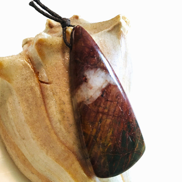 Natural Red Creek Jasper Pendant Long Triangle