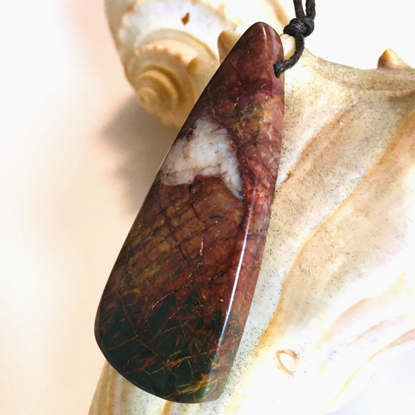 Natural Red Creek Jasper Pendant Long Triangle