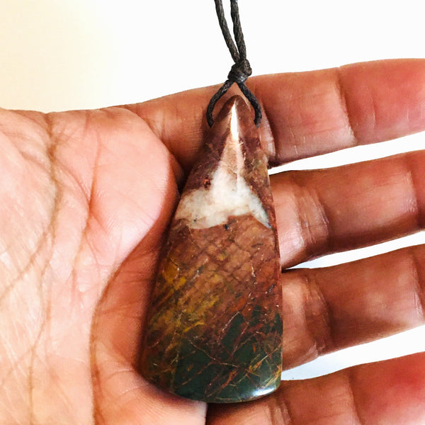 Natural Red Creek Jasper Pendant Long Triangle