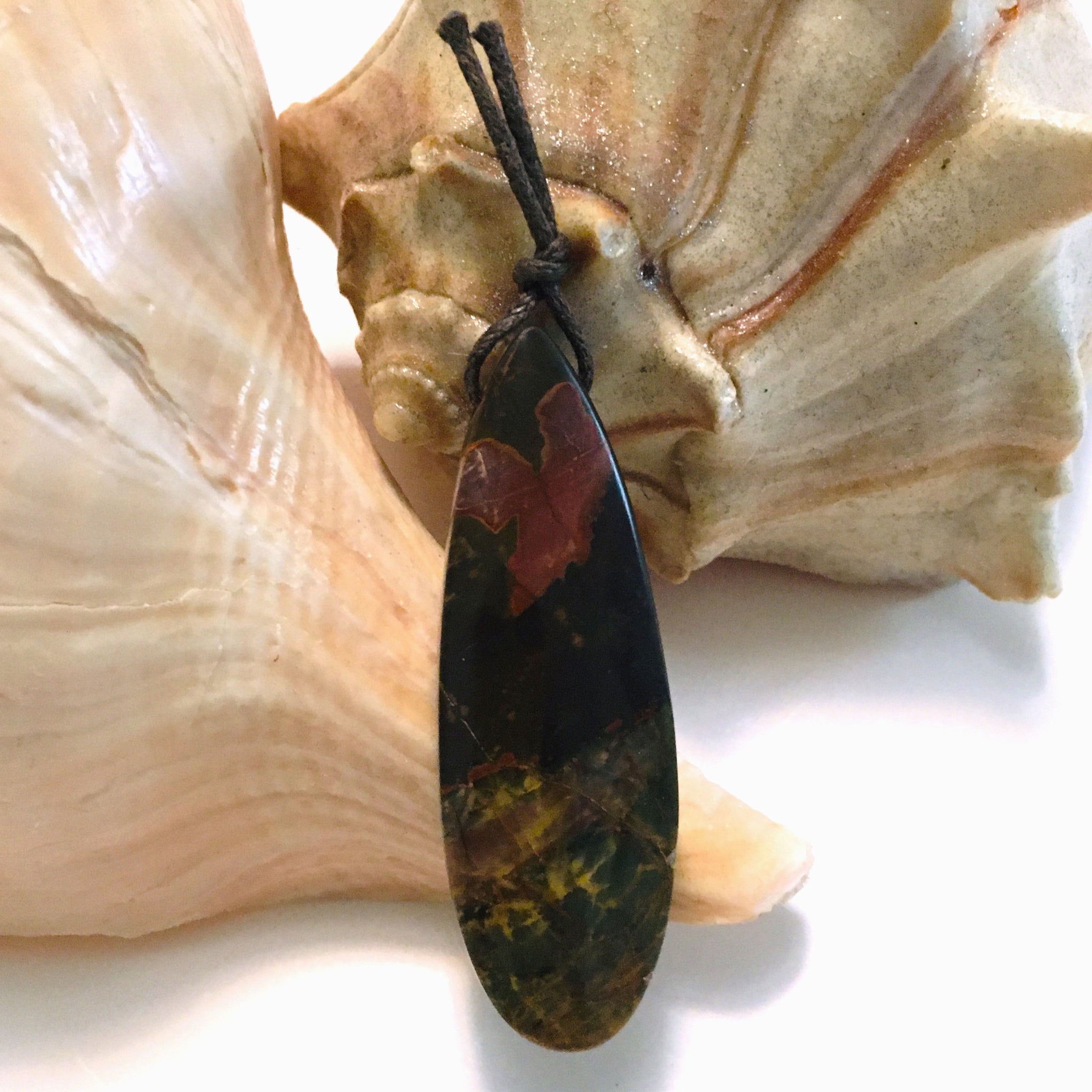 Natural Red Creek Jasper Pendant Long Oval
