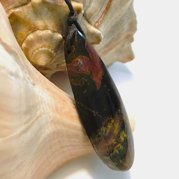 Natural Red Creek Jasper Pendant Long Oval
