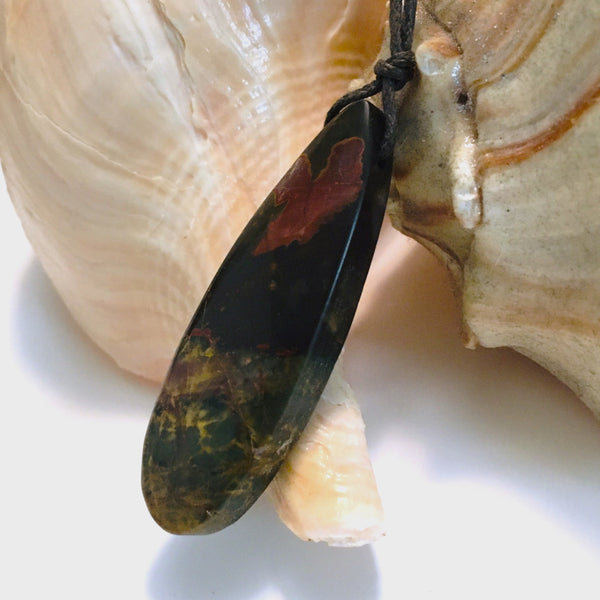 Natural Red Creek Jasper Pendant Long Oval