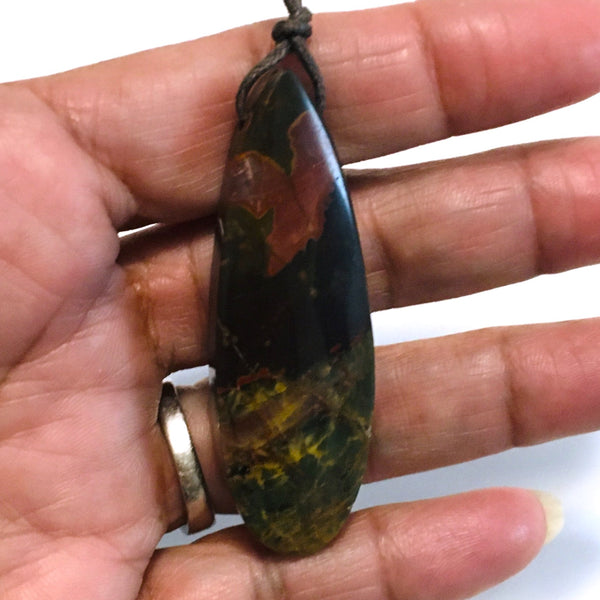 Natural Red Creek Jasper Pendant Long Oval