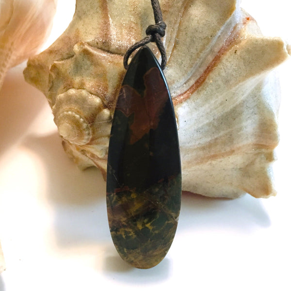 Natural Red Creek Jasper Pendant Long Oval