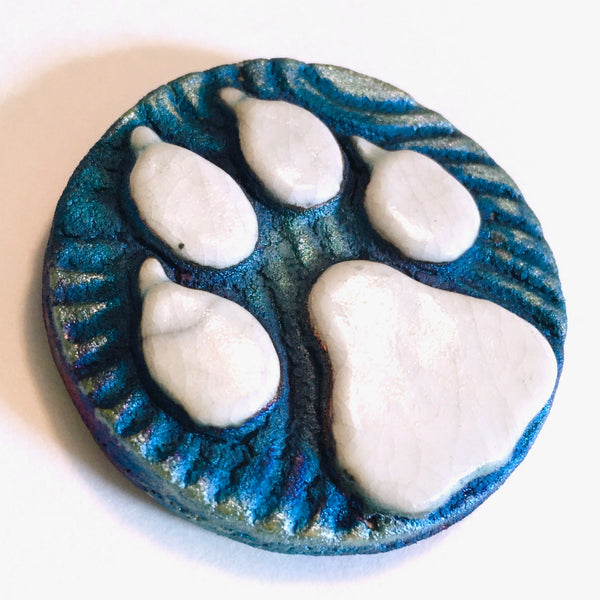 Paw Print "My Best Friend" Medallion Raku Pottery